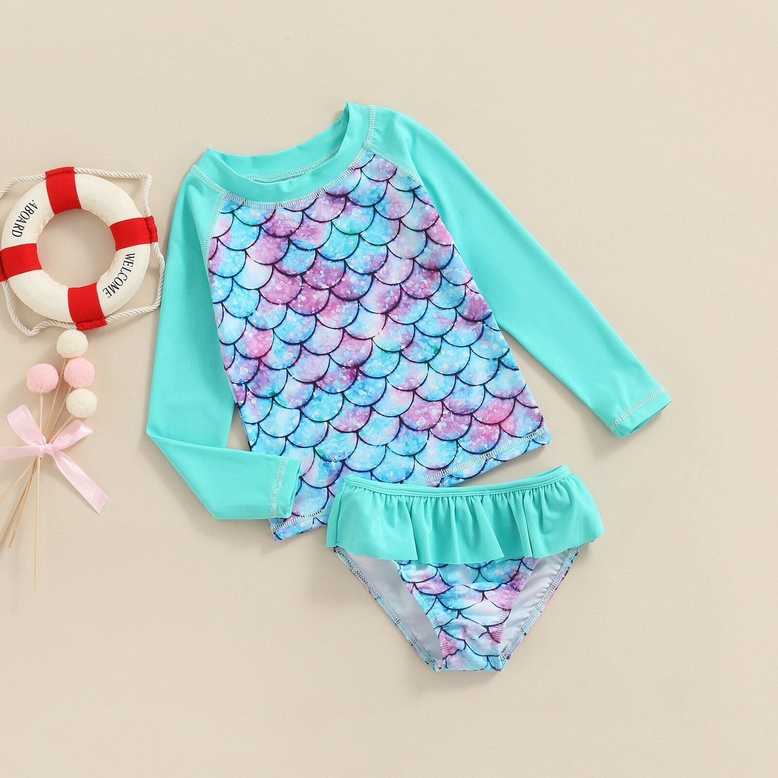 Biquíni Infantil Manga Comprida Sereia