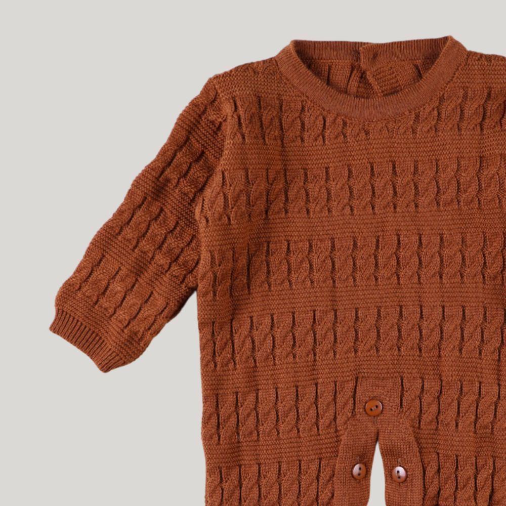 Macacão Bebê Tricot Versalhes Ocre