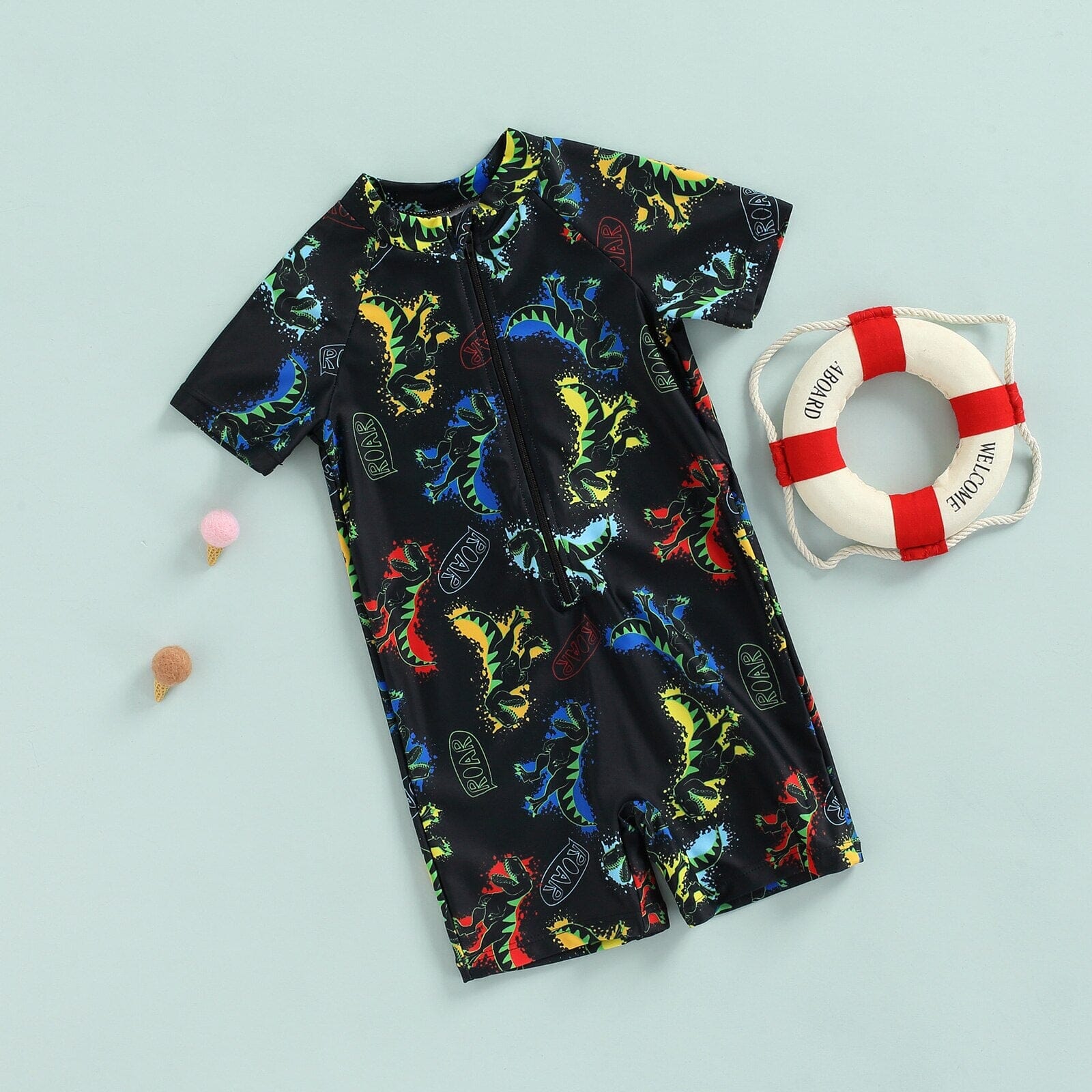 Macaquinho Praia Infantil Masculino Dino