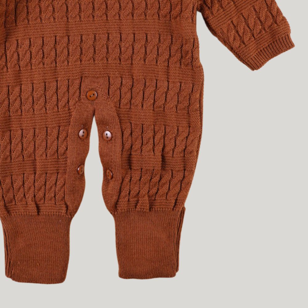 Macacão Bebê Tricot Versalhes Ocre