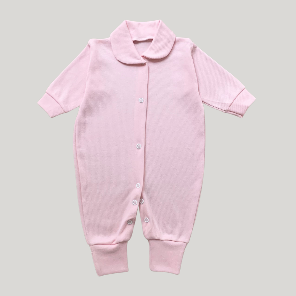 Macacão Bebê Ribana Rosa Vira Pezinho