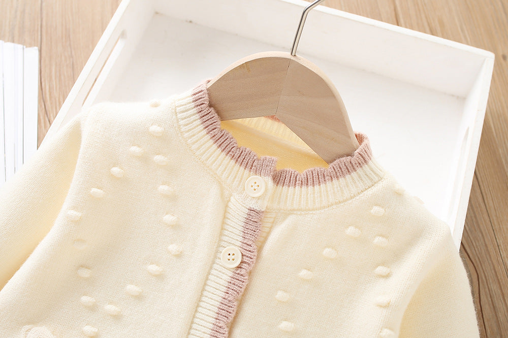 Conjunto Infantil Feminino Tricô Lacinho Plíssado