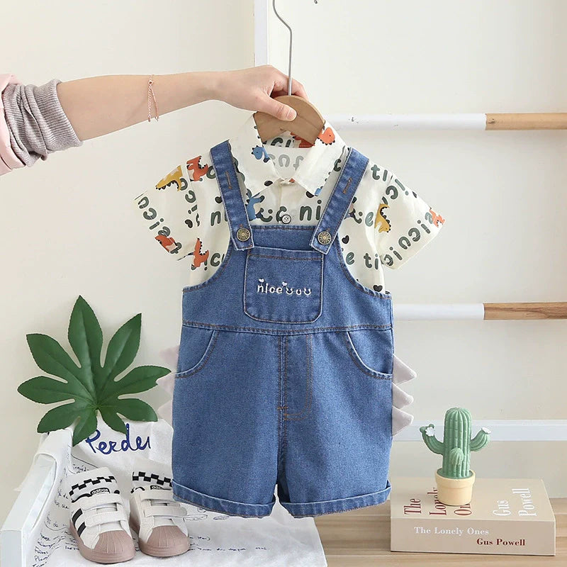 Jardineira Infantil Jeans com Camisa