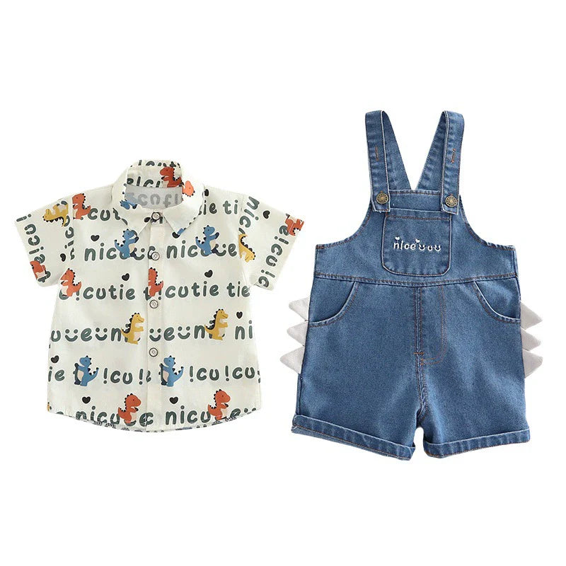 Jardineira Infantil Jeans com Camisa