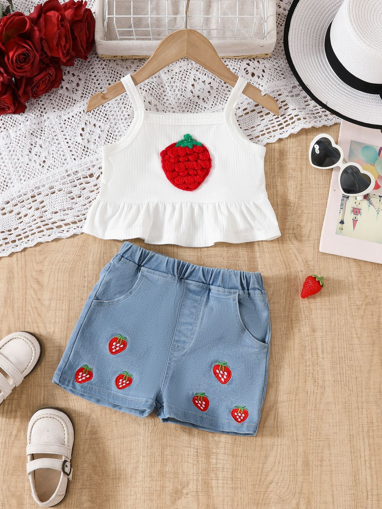 Conjunto Infantil Feminino Verão Moranguinhos