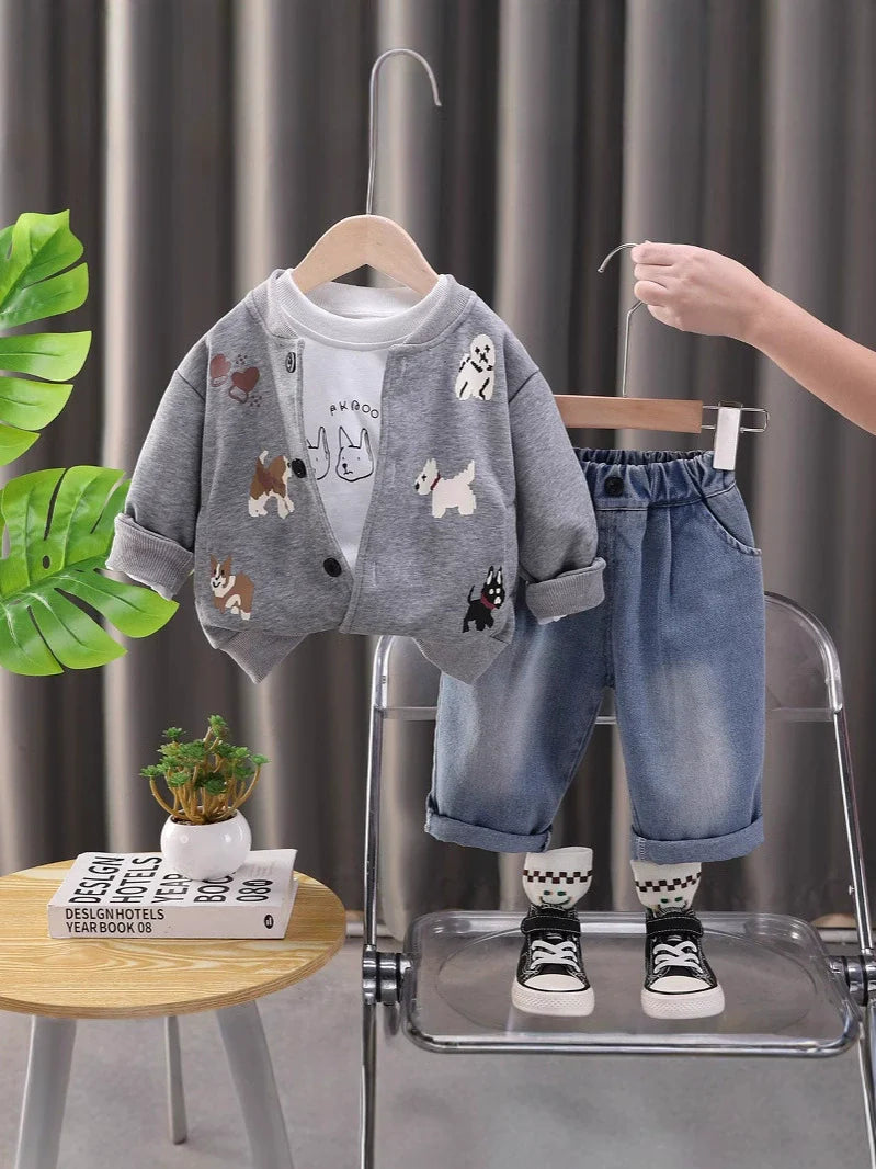 Conjunto Infantil Masculino Cachorrinho 3 Peças