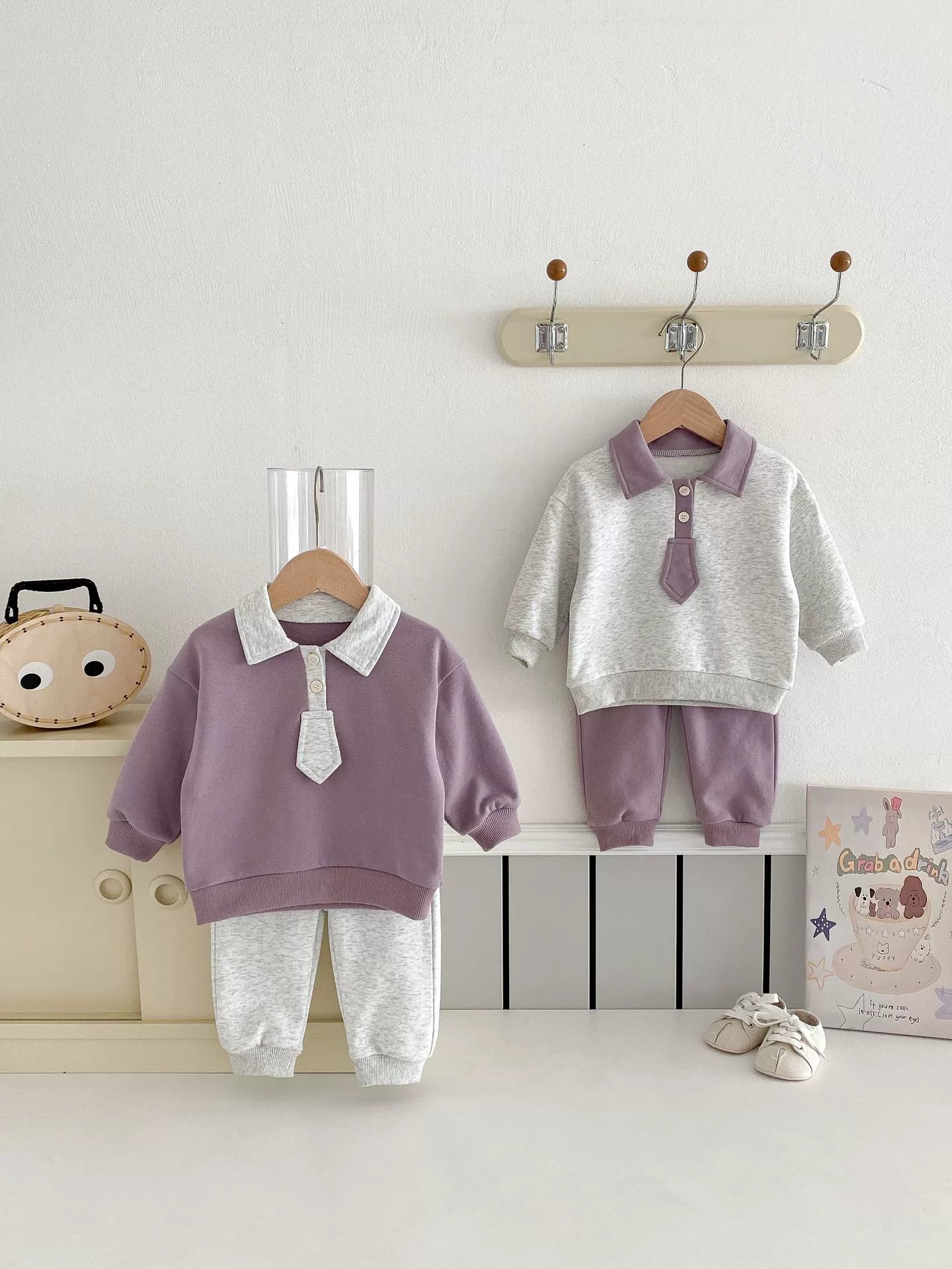 Conjunto Infantil Roxo e Cinza Gravatinha