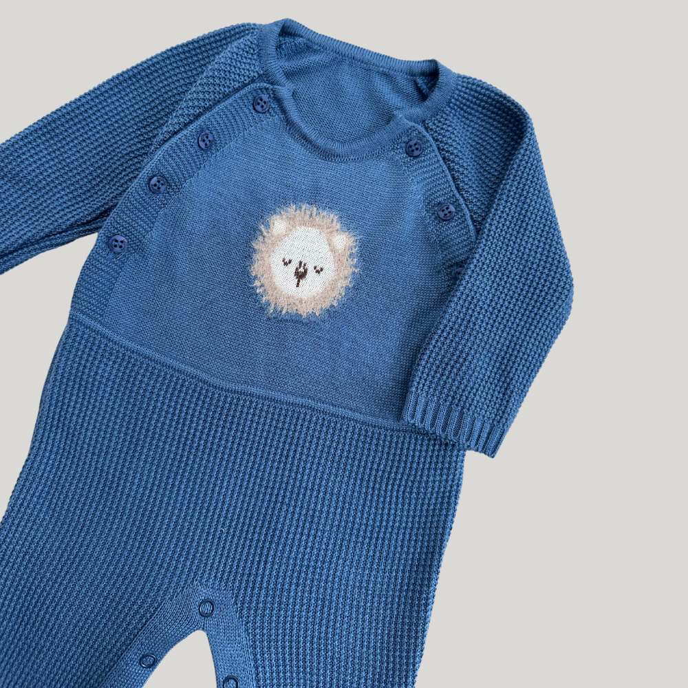 Kit Saída Maternidade 4 Peças Tricot Lion Azul