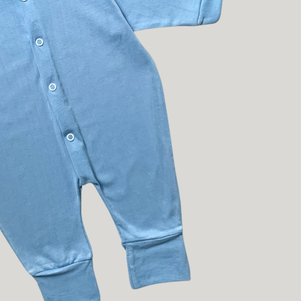 Macacão Bebê Vira Pé Azul