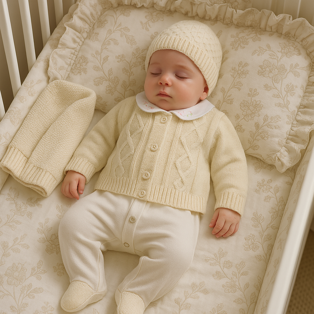 Kit Saída Maternidade 4 Peças Tricot Menina Flowers Amarelo