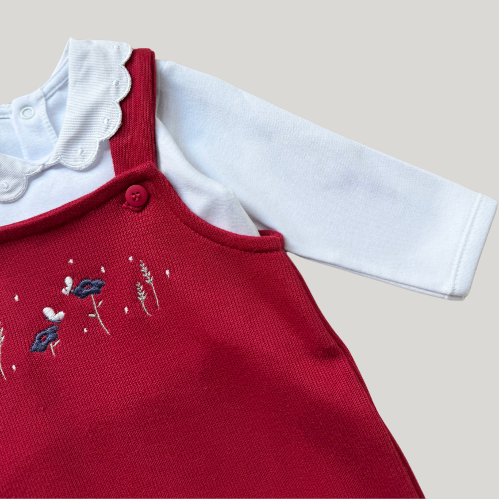 Conjunto Bebê 2 Peças Bordado Premium Flowers Red