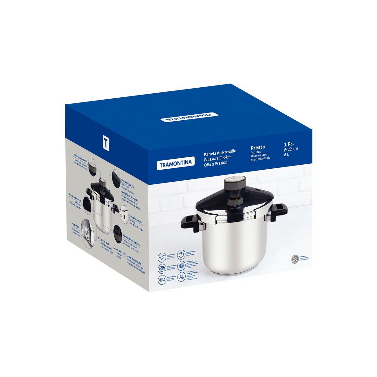 Panela de Pressão em Aço Inox