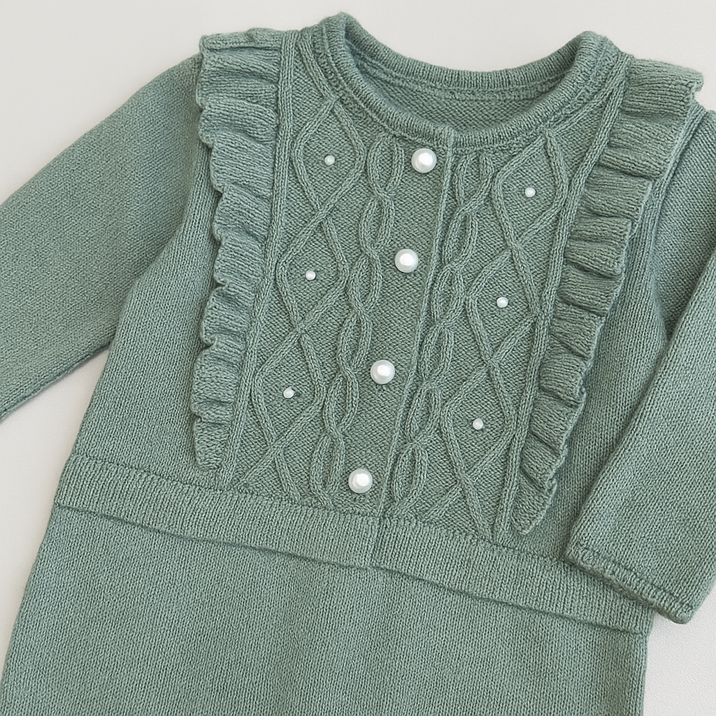 Kit Saída Maternidade 3 Peças Tricot Menina Loren Green