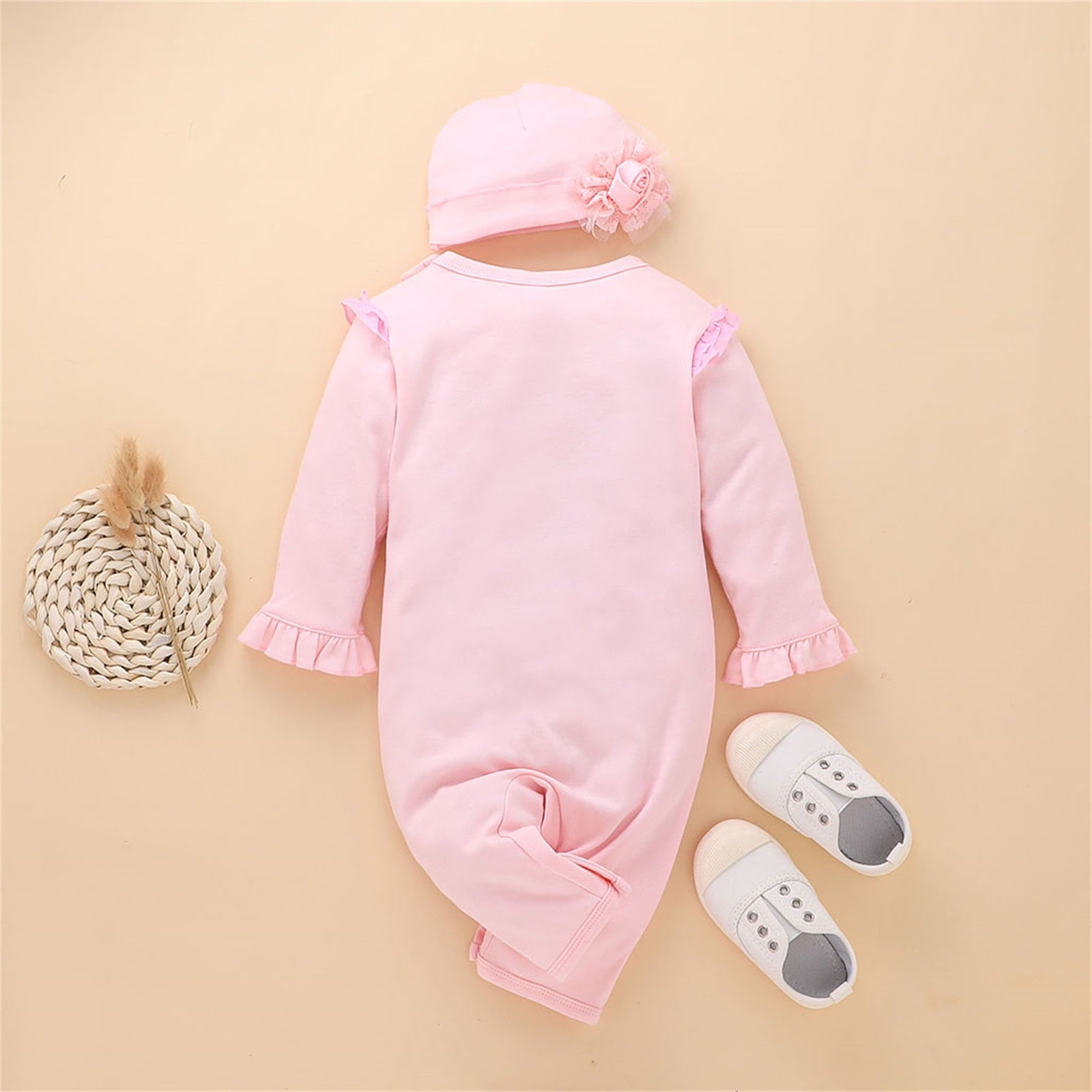 Macacão Infantil Feminino Babadinho com Touca