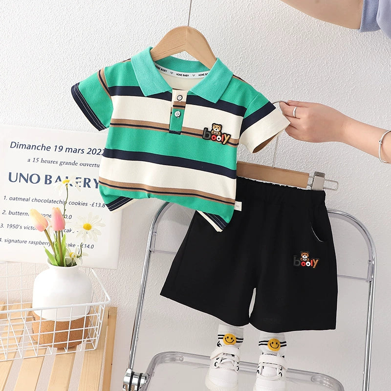 Conjunto Infantil Polo Lístras Ursinho