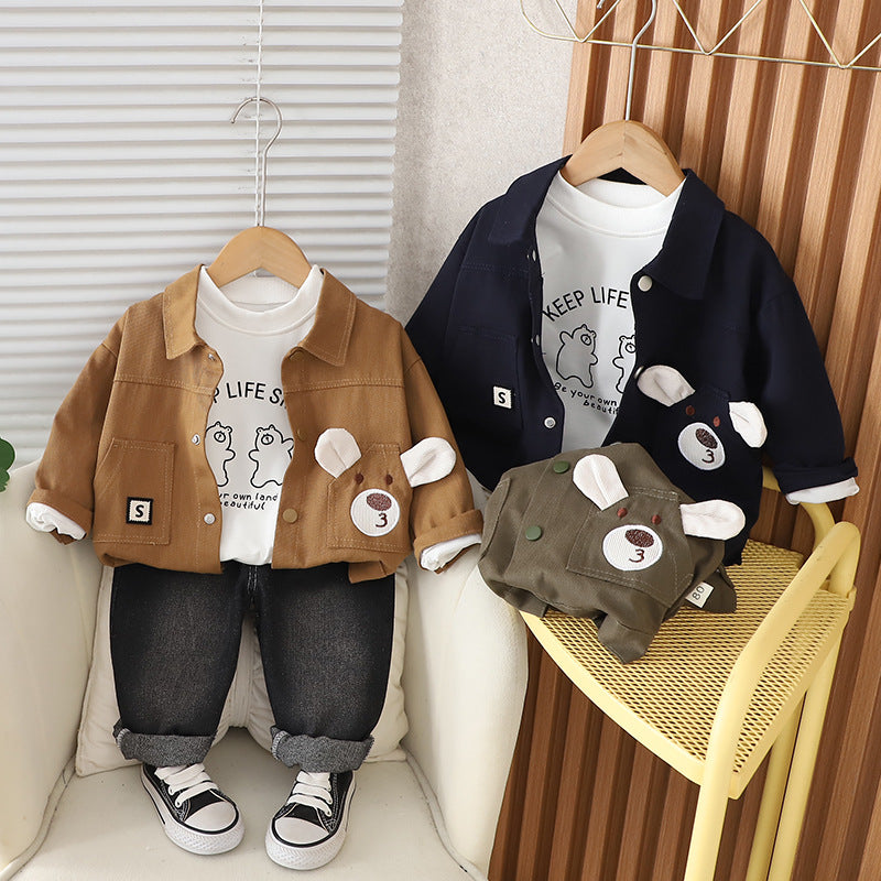 Conjunto Infantil Masculino Urso 3 Peças