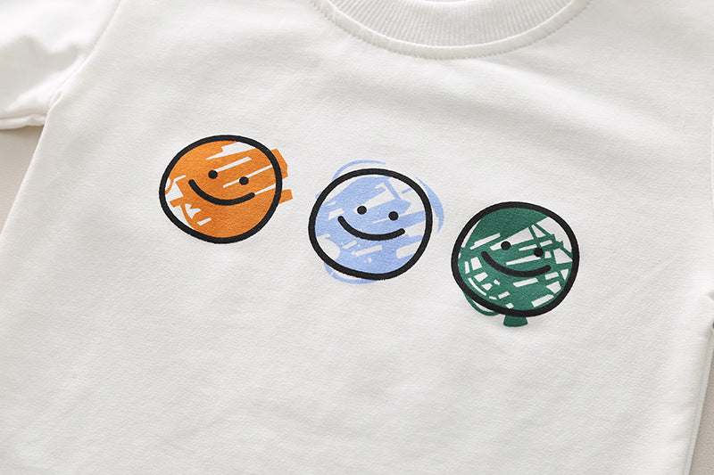 Conjunto Infantil Masculino 3 Peças Lístras Emoji