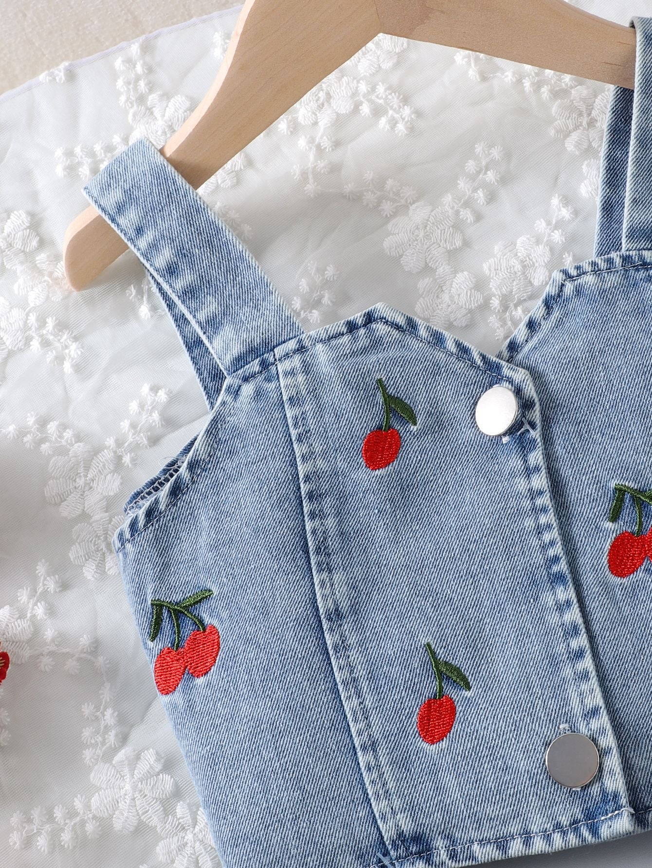 Conjunto Infantil Verão Jeans Cerejinhas