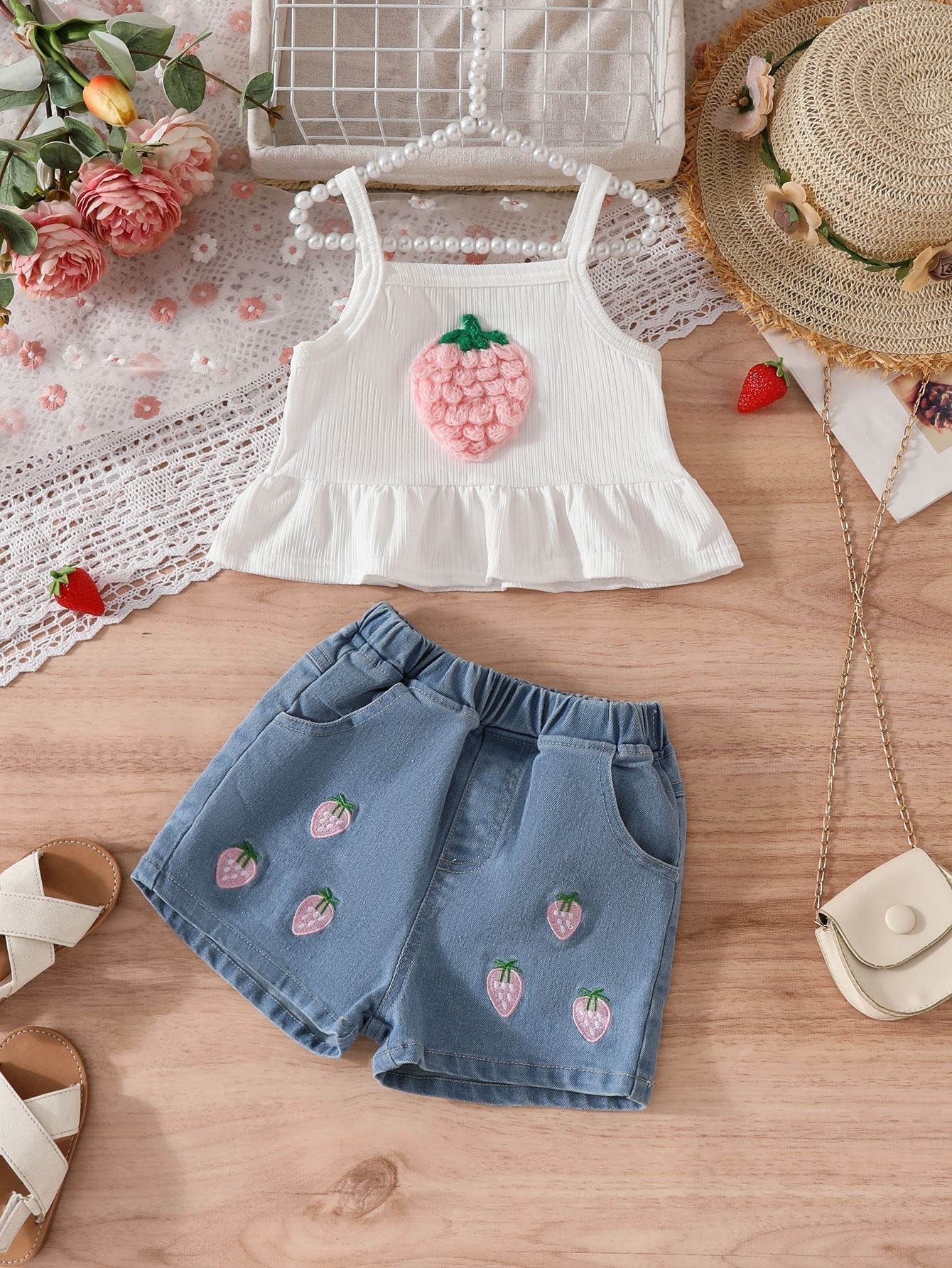 Conjunto Infantil Feminino Verão Moranguinhos