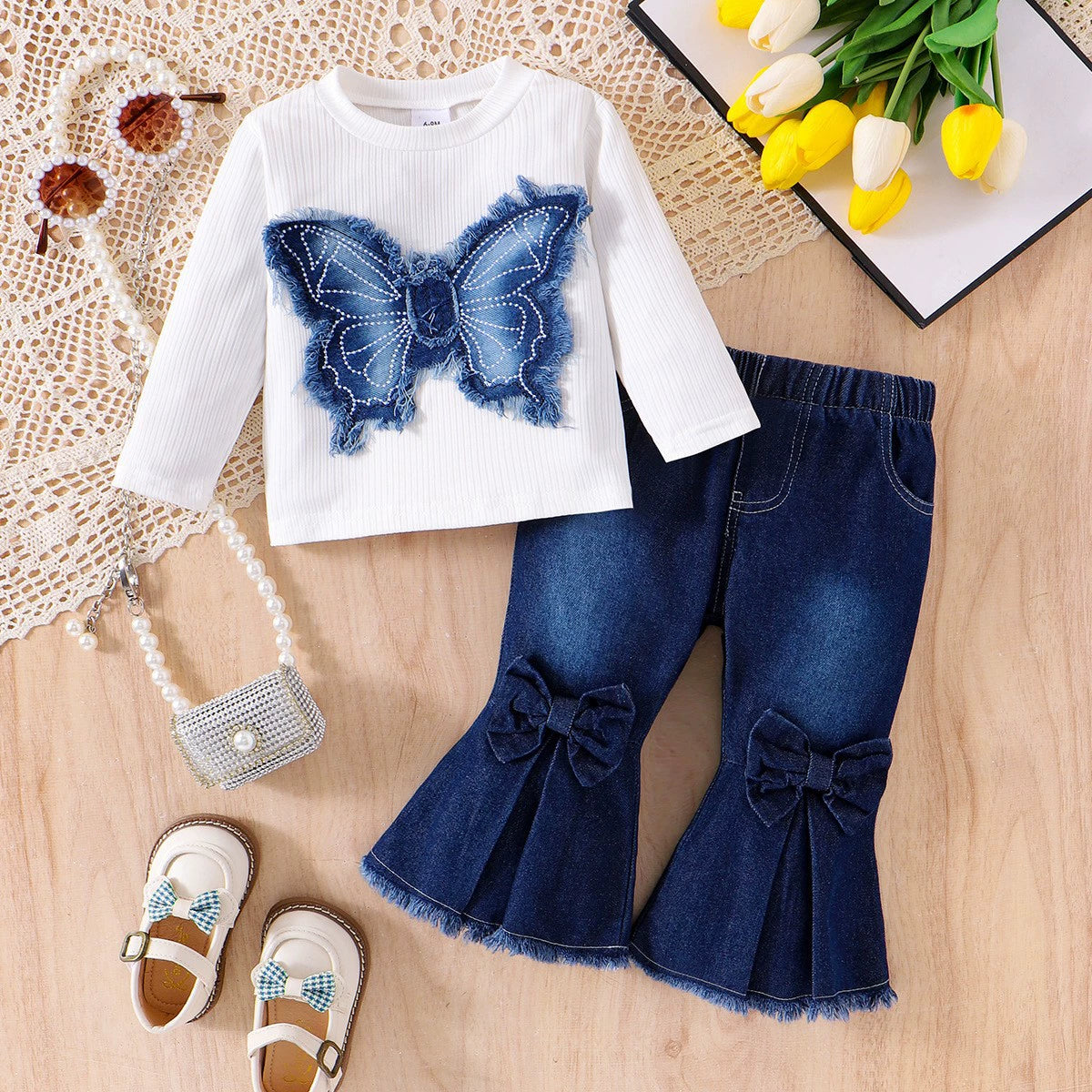 Conjunto Infantil Feminino Borboleta e Jeans