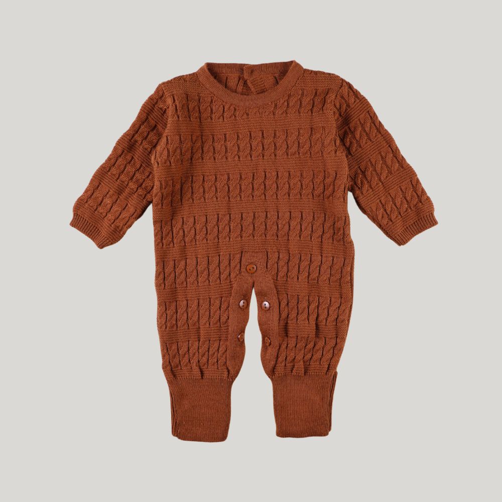 Macacão Bebê Tricot Versalhes Ocre