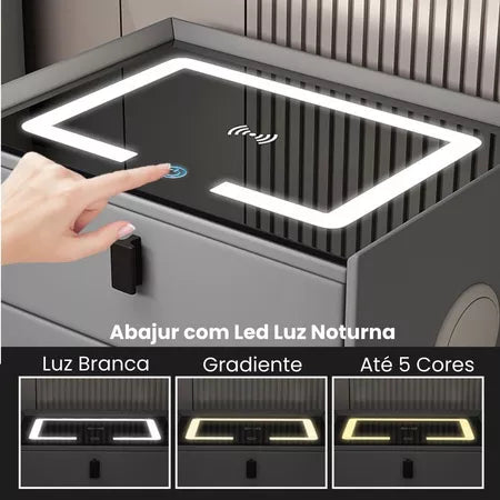 Mesa de Cabeceira Inteligente com Digital LED e Bluetooth