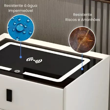 Mesa de Cabeceira Inteligente com Digital LED e Bluetooth